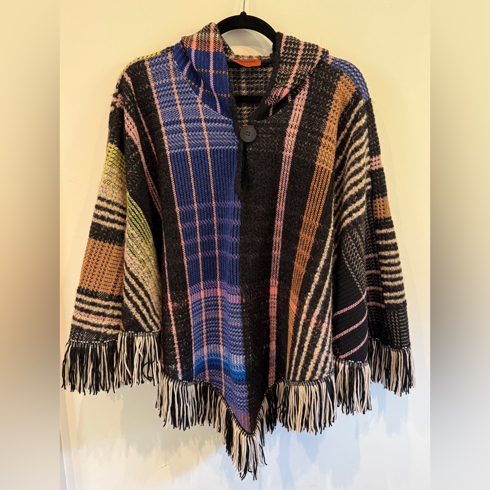 Missoni Wool Blend Poncho Sweater, one size